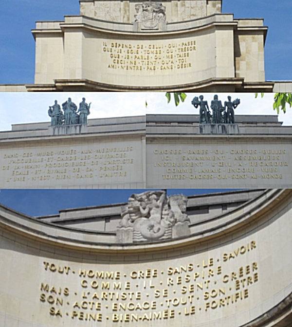 Inschriften von Paul Valéry am Palais de Chaillot